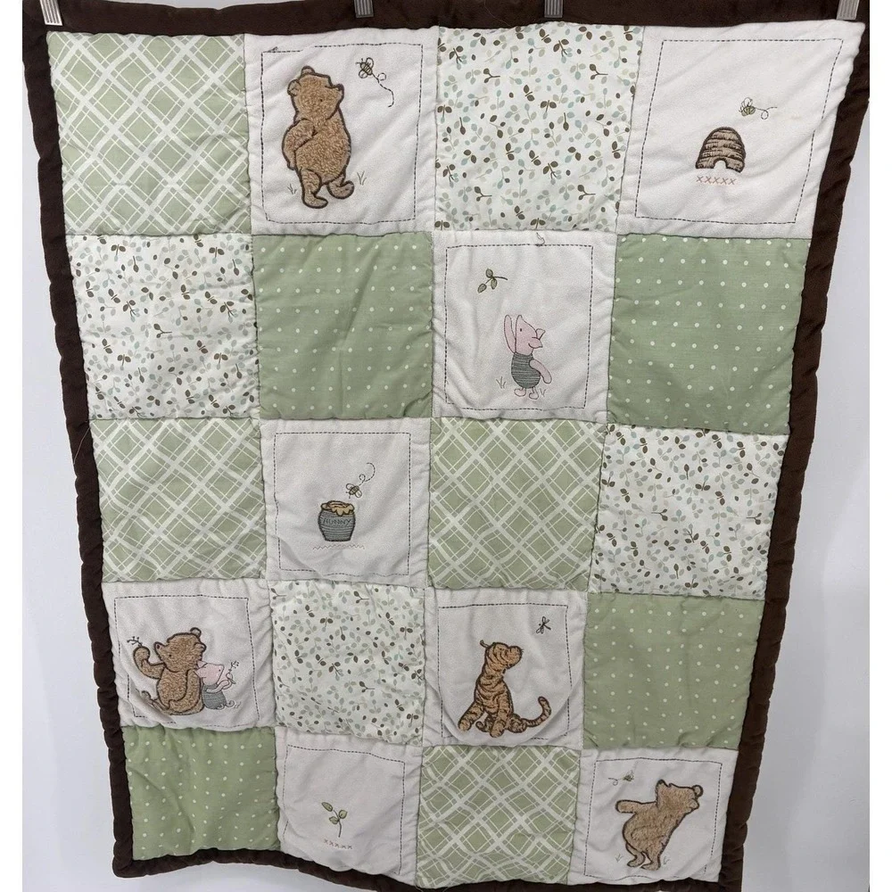 VTG Disney Classic Pooh Winnie‎ The Pooh Piglet Crib Comforter Patchwork Quilt